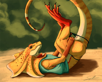 Frilly 2
art by syrinoth
Keywords: lizard;female;anthro;solo;cloaca;syrinoth