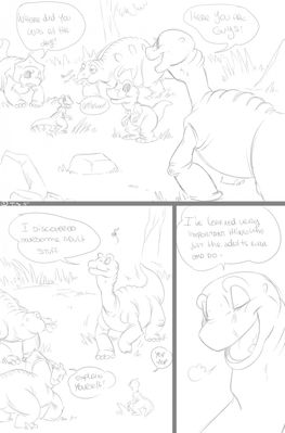 New Discovery 29
art by tora-shiromaru
Keywords: comic;cartoon;land_before_time;lbt;dinosaur;sauropod;apatosaurus;ceratopsid;triceratops;stegosaurus;theropod;tyrannosaurus_rex;trex;hadrosaur;littlefoot;cera;spike;chomper;ducky;male;female;humor;tora-shiromaru