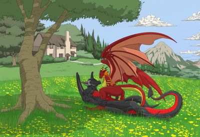 Meadow
art by einom
Keywords: dragon;dragoness;male;female;anthro;breasts;M/F;penis;cowgirl;vaginal_penetration;einom