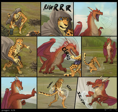 Dragon Comic 1
art by kodardragon
Keywords: comic;dragon;feral;furry;feline;leopard;anthro;male;non-adult;kodardragon