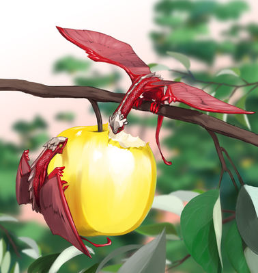Delicious Fruit
art by hsm
Keywords: dragon;feral;solo;non-adult;hsm