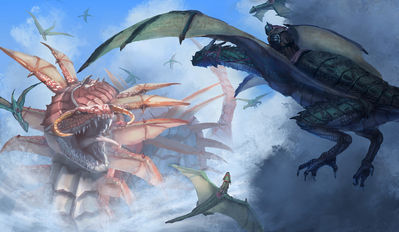 Battle
unknown artist
Keywords: dragon;wyvern;feral;human;man;male;knight;non-adult