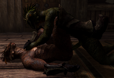 Argonian Sex
unknown artist
Keywords: videogame;skyrim;argonian;male;anthro;M/M;penis;missionary;anal;cgi