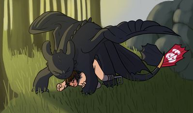 Hiccup and Toothless
art by 5bluetriangles
Keywords: beast;how_to_train_your_dragon;httyd;night_fury;toothless;hiccup;dragon;feral;human;man;male;M/M;penis;from_behind;anal;5bluetriangles