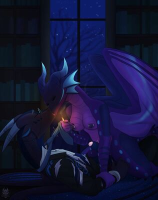 Light It Up (Wings_of_Fire)
art by 5ushiroll
Keywords: wings_of_fire;nightwing;rainwing;dragon;dragoness;male;female;feral;anthro;breasts;M/F;penis;cowgirl;suggestive;spooge;5ushiroll