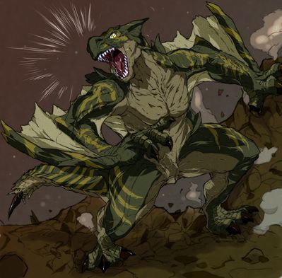 Tigrex
art by 88po
Keywords: videogame;monster_hunter;dragon;wyvern;tigrex;feral;solo;cloaca;88po