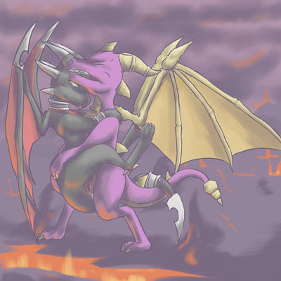 Hang on (color)
art by 9_6
Keywords: videogame;spyro_the_dragon;spyro;cynder;dragon;dragoness;male;female;anthro;M/F;penis;apron;spooge;9_6