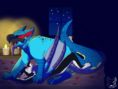 A Candlelight Sonata
art by miharu_okami
Keywords: videogame;monster_hunter;dragon;wyvern;nargacuga;feral;furry;canine;husky;anthro;M/M;missionary;anal;spooge;miharu_okami