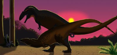 Acrocanthosaurus Mating
art by allotyrannosaurus
Keywords: dinosaur;theropod;acrocanthosaurus;male;female;feral;M/F;penis;from_behind;cloacal_penetration;allotyrannosaurus