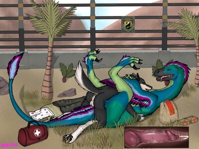 Advanced Wild Life Maintenance
art by MechanicalMonsterFactory
Keywords: dinosaur;theropod;raptor;furry;canine;male;female;feral;anthro;M/F;penis;missionary;vaginal_penetration;internal;ejaculation;spooge;MechanicalMonsterFactory