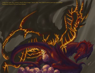 Neltharion and Onyxia
art by antar-dragon
Keywords: videogame;world_of_warcraft;dragon;dragoness;deathwing;neltharion;onyxia;male;female;feral;M/F;penis;from_behind;anal;vagina;egg;oviposition;spooge;antar-dragon
