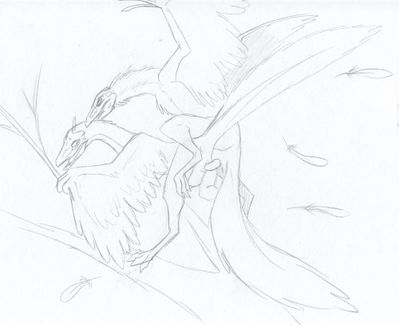 Archeopteryx Mating
art by blaquetygriss
Keywords: dinosaur;theropod;archeopteryx;male;female;feral;M/F;penis;from_behind;cloacal_penetration;blaquetygriss