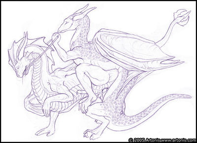 Dragons Mate
art by artonis
Keywords: dragon;feral;male;M/M;penis;hemipenis;anal;from_behind;spooge;artonis