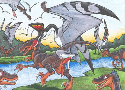 Air Raid
art by blaquetygriss
Keywords: dinosaur;theropod;raptor;deinonychus;pterodactyl;male;feral;M/M;penis;from_behind;anal;cloaca;blaquetygriss