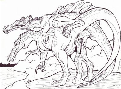 Predatory Pleasure
art by blaquetygriss
Keywords: dinosaur;theropod;raptor;baryonyx;spinosaurus;male;feral;M/M;penis;from_behind;anal;cloaca;spooge;blaquetygriss