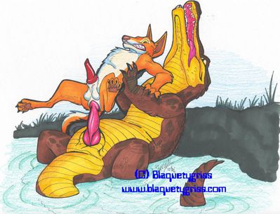 Crocodile Attack
art by blaquetygriss
Keywords: crocodilian;crocodile;furry;canine;jackal;male;feral;M/M;penis;reverse_cowgirl;anal;blaquetygriss