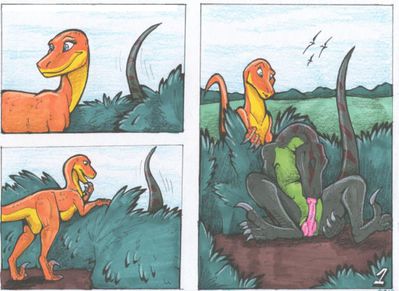 Raptor Comic 1
art by blaquetygriss
Keywords: comic;dinosaur;theropod;raptor;deinonychus;male;female;feral;M/F;oral;penis;autofellatio;blaquetygriss