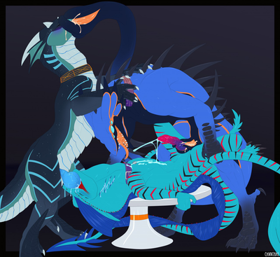 Messy Spitroast
art by cannibalistic-tendencies
Keywords: dragon;male;feral;M/M;threeway;spitroast;penis;missionary;oral;anal;masturbation;spooge;cannibalistic-tendencies