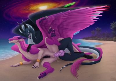 On The Beach
art by CarnageCrow
Keywords: dragon;dragoness;male;female;feral;M/F;penis;spoons;vaginal_penetration;beach;spooge;CarnageCrow