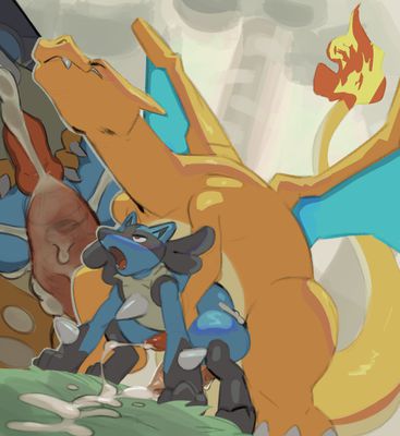 Charizard and Lucario
art by dangpa
Keywords: anime;pokemon;dragon;furry;canine;charizard;lucario;male;anthro;M/M;penis;from_behind;anal;closeup;spooge;dangpa