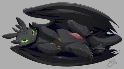 Toothless Relaxed
art by ChatonBleu
Keywords: how_to_train_your_dragon;httyd;toothless;night_fury;dragon;feral;male;solo;penis;ChatonBleu
