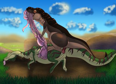 Dino Hunting
art by ChillyPhillix
Keywords: dinosaur;hadrosaur;corythosaurus;theropod;tyrannosaurus_rex;trex;male;female;feral;M/F;penis;vagina;from_behind;anal;vore;necro;ChillyPhillix