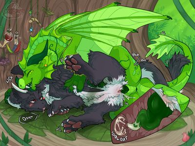 Deep in the Jungle (Wings_of_Fire)
art by CocoDrops
Keywords: wings_of_fire;leafwing;rainwing;hybrid;dragon;dragoness;male;female;feral;M/F;penis;spoons;vaginal_penetration;internal;ejaculation;spooge;CocoDrops