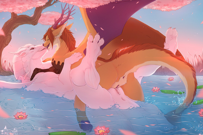 Sunset Lovers
art by DaFka
Keywords: eastern_dragoness;dragoness;furry;hybrid;female;feral;lesbian;missionary;vagina;masturbation;spooge;DaFka