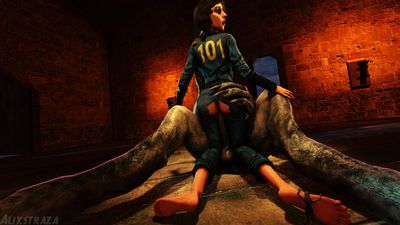 Deathclaw Fun 1
art by alixstraza
Keywords: beast;videogame;fallout;reptile;lizard;deathclaw;male;feral;human;woman;female;M/F;penis;cowgirl;vaginal_penetration;cgi;alixstraza