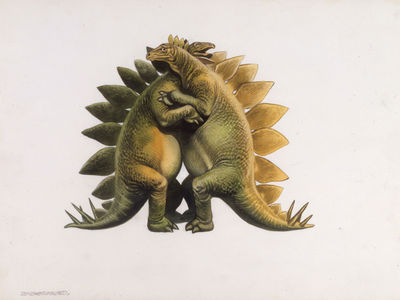 Stegosaurs Mating
art by Ron Embleton
Keywords: dinosaur;stegosaurus;male;female;feral;M/F;missionary;ron_embleton