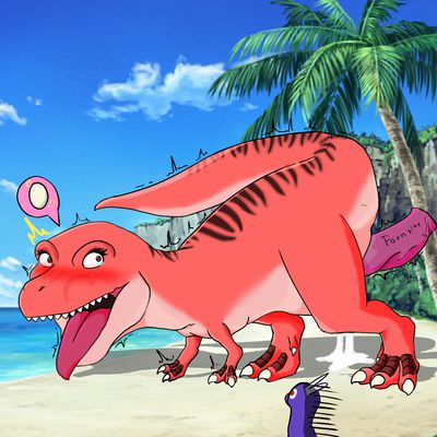 Dino Time
art by girlzilla (?)
Keywords: cartoon;dino_time;dinosaur;theropod;tyrannosaurus_rex;trex;tyra;female;anthro;solo;dildo;masturbation;spooge;beach;girlzilla