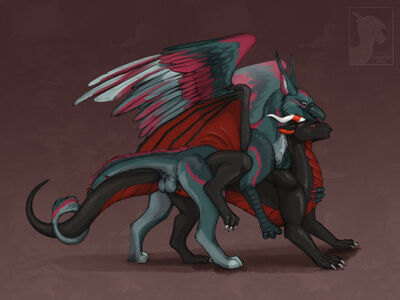 Breeding
art by erganyfox
Keywords: dragoness;gryphon;male;female;feral;M/F;penis;from_behind;vaginal_penetration;erganyfox