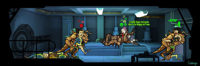 Fallout Shelter Deathclaws
unknown artist
Keywords: beast;videogame;fallout_shelter;reptile;lizard;deathclaw;male;feral;human;woman;female;M/F;orgy;penis;cowgirl;from_behind;oral;spooge