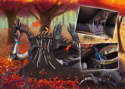 Forest Fondles
art by flamespitter
Keywords: dragon;dragoness;wyvern;male;female;feral;M/F;penis;hemipenis;cowgirl;vaginal_penetration;spooge;closeup;flamespitter