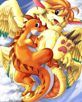 Flammie and Doran 1
art by edmol
Keywords: videogame;mana_series;dragon_quest;dragon;dragoness;flammie;doran;male;female;anthro;M/F;missionary;edmol