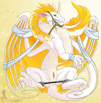 Pearlcatcher Dragon
art by yami_griffin
Keywords: flight_rising;pearlcatcher_dragon;dragoness;female;feral;solo;bondage;vagina;yami_griffin