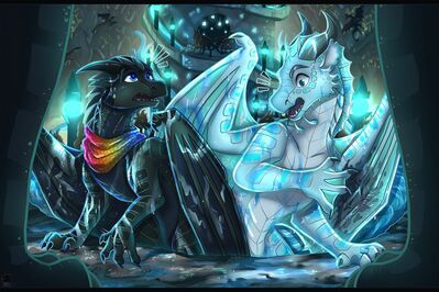 Entrance To Haven (Wings_of_Fire)
art by FrosttheWolf
Keywords: wings_of_fire;seawing;nightwing;dragon;male;feral;non-adult;frostthewolf