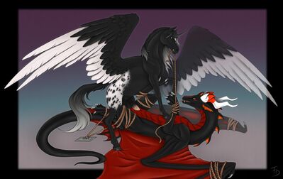 Turf War
art by FuryDraws
Keywords: dragoness;furry;equine;horse;hybrid;male;female;feral;M/F;bondage;penis;missionary;vaginal_penetration;FuryDraws