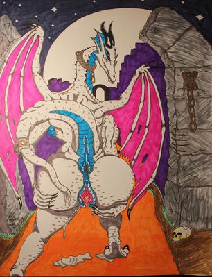 Gate Guardian
art by lokidragon
Keywords: dragoness;female;anthro;breasts;solo;spooge;lokidragon