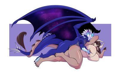 Dragon and Dracovine 1 (Wings_of_Fire)
art by GoldenBagNero
Keywords: wings_of_fire;nightwing;icewing;hybrid;dragon;furry;bovine;cow;male;female;feral;anthro;breasts;M/F;spoons;suggestive;GoldenBagNero