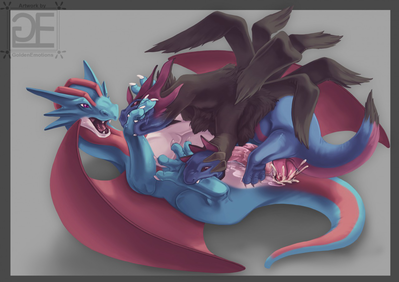 Salamence and Hydreigon
art by goldenemotions
Keywords: anime;pokemon;dragon;dragoness;salamence;hydreigon;male;female;anthro;M/M;penis;hemipenis;missionary;anal;double_penetration;anal;spooge;goldenemotions