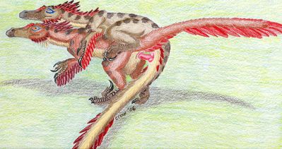 Velociraptors Mating
art by blackraptor
Keywords: dinosaur;theropod;raptor;velociraptor;male;female;feral;M/F;penis;from_behind;cloacal_penetration;blackraptor
