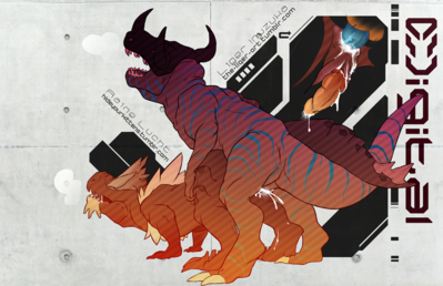 Greymon and Tyrantrum
art by raine_lucht and liger_inuzuha
Keywords: anime;pokemon;digimon;dragon;dinosaur;theropod;tyrannosaurus_rex;trex;greymon;tyrantrum;male;anthro;M/M;penis;from_behind;anal;closeup;spooge;raine_lucht;liger_inuzuha