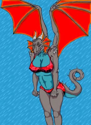 Grrr
art by lokidragon
Keywords: dragoness;female;anthro;breasts;solo;lokidragon