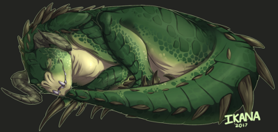 Gotta Nap
art by Ikana
Keywords: videogame;fallout;lizard;reptile;deathclaw;anthro;solo;non-adult;Ikana