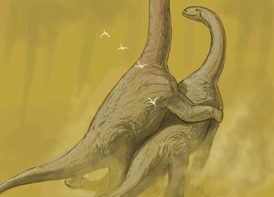 Turiasaurus Mating
art by J_Knuppe
Keywords: dinosaur;sauropod;turiasaurus;male;female;feral;M/F;from_behind;J_Knuppe