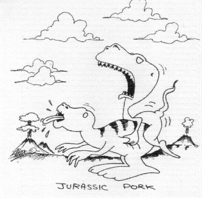 Jurassic Pork
unknown artist
Keywords: comic;dinosaur;theropod;male;female;anthro;M/F;from_behind;humor