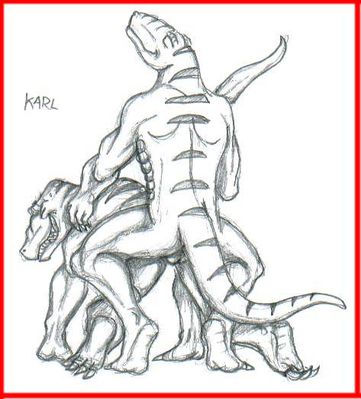 Dino Mount
art by karl
Keywords: dinosaur;theropod;raptor;male;anthro;M/M;penis;from_behind;anal;karl