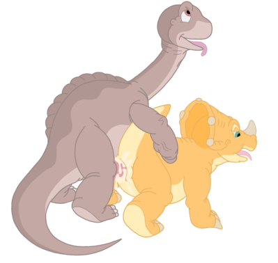 Littlefoot and Cera
art by LBTFAN90
Keywords: cartoon;land_before_time;lbt;dinosaur;sauropod;apatosaurus;ceratopsid;triceratops;littlefoot;cera;male;female;antho;M/F;penis;from_behind;vaginal_penetration;spooge;LBTFAN90