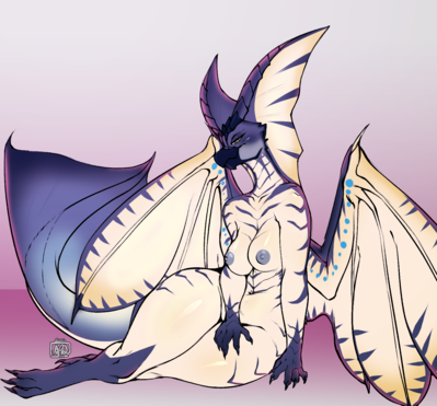 Legiana
art by avante92
Keywords: videogame;monster_hunter;dragoness;legiana;female;anthro;breasts;solo;suggestive;avante92